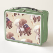 Niedliche Hunde umarmt Metall Brotdose (Vorderseite)