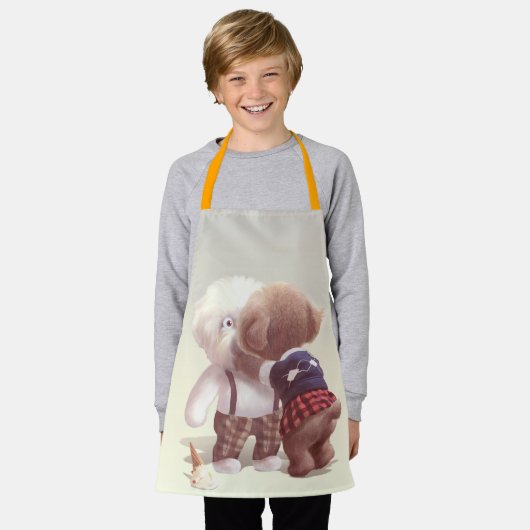 Niedliche Hunde umarmt Schürze (Getragen)