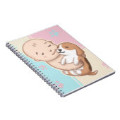 Niedliche Hunde- und Baby-Illustration Art Notizblock (Rechte Seite)