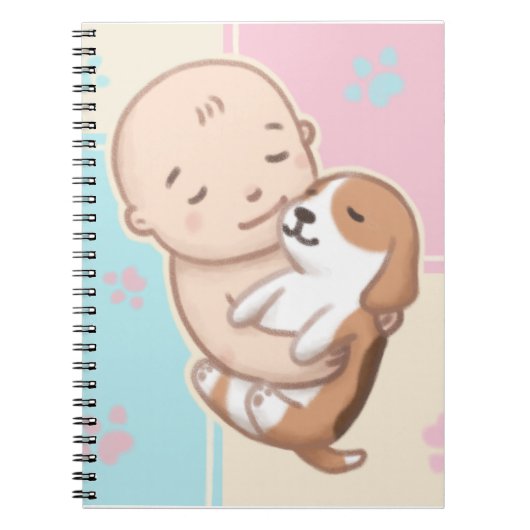 Niedliche Hunde- und Baby-Illustration Art Notizblock (Vorderseite)