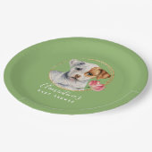 Niedliche Hunde-und der Blumen-| Pappteller (Schrägansicht)