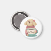 Niedliche Hunde- und Kaffeebilderung Magnet (Vorderseite/Rückseite)
