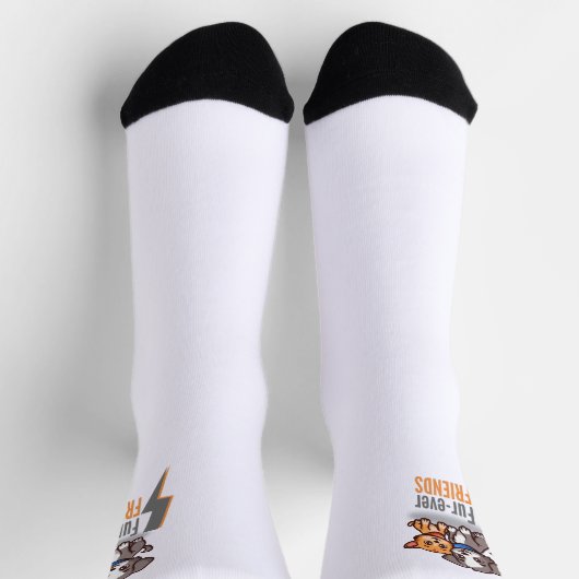 Niedliche Hunde und Katzen Besties T-Shirt Socken (Oben)
