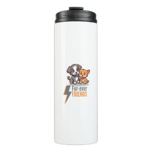 Niedliche Hunde und Katzen Besties T-Shirt Thermosbecher