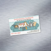 Niedliche Hunde und Katzen, die sich in der Tierpf Magnetische Visitenkarte (Beispiel)