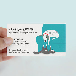 Niedliche Hunde und Katzen Sitzen Tierpflege Visitenkarte