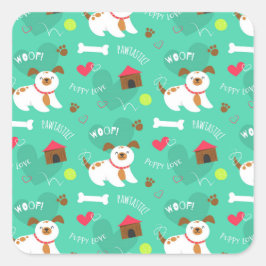 Niedliche Hunde und Worte Quadratischer Aufkleber
