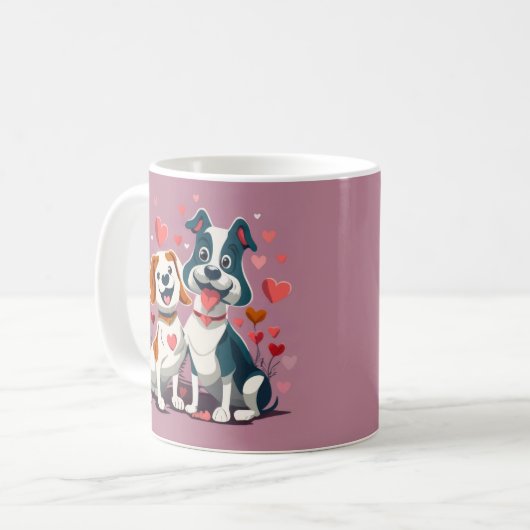 Niedliche Hunde Valentine Kaffeetasse (Vorderseite Links)