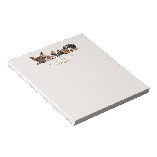 Niedliche Hunde wachsen Service-Geschäft Notizblock (angewinkelt)