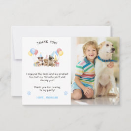 Niedliche Hunde Watercolor Blue Foto Dankeskarte