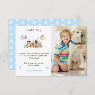 Niedliche Hunde Watercolor Blue Foto Dankeskarte