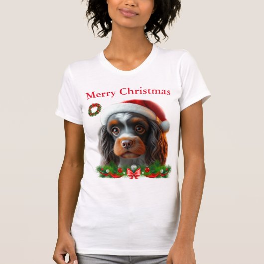 Niedliche Hunde Weihnachten T - Shirt (Vorderseite)