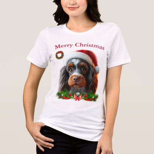 Niedliche Hunde Weihnachten T - Shirt (Vorderseite)