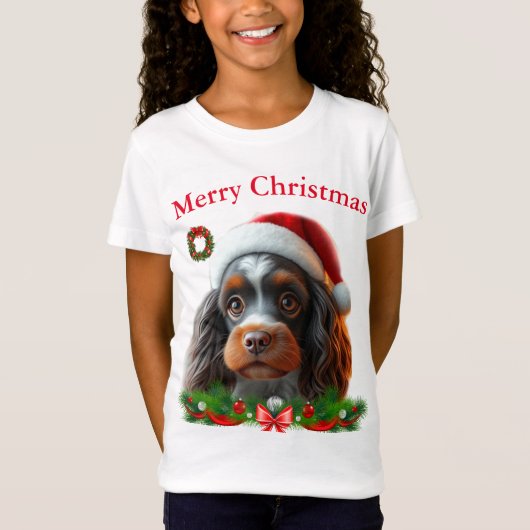 Niedliche Hunde Weihnachten T - Shirt (Vorderseite)