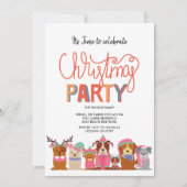 Niedliche Hunde Weihnachts-Party Einladung (Vorderseite)