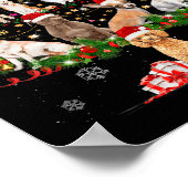 Niedliche Hunde Weihnachtsbaumleuchten Hunde Liebe Poster (Ecke)