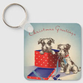 Niedliche Hunde, Weihnachtsgrüße im Jahrgang Schlüsselanhänger (Vorderseite)