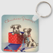 Niedliche Hunde, Weihnachtsgrüße im Jahrgang Schlüsselanhänger (Rückseite)