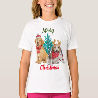 Niedliche Hunde wünschen frohe Weihnachten T-Shirt