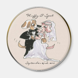 Niedliche HundeCartoons, die Save the Date Magnet
