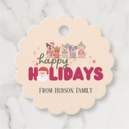 Niedliche Hundefamilie oder -betrieb Flat Holiday Geschenkanhänger