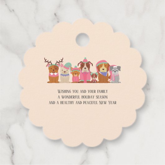 Niedliche Hundefamilie oder -betrieb Flat Holiday  Geschenkanhänger (Rückseite)