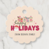 Niedliche Hundefamilie oder -betrieb Flat Holiday  Geschenkanhänger (Vorderseite)