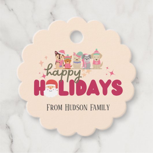 Niedliche Hundefamilie oder -betrieb Flat Holiday Geschenkanhänger (Vorderseite)