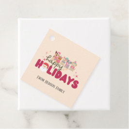 Niedliche Hundefamilie oder -betrieb Flat Holiday Geschenkanhänger