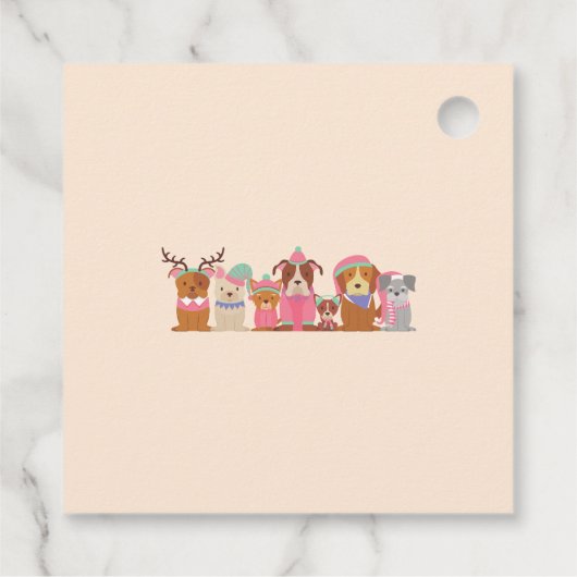 Niedliche Hundefamilie oder -betrieb Flat Holiday  Geschenkanhänger (Rückseite)