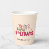 Niedliche Hundefamilie oder -betrieb Flat Holiday Pappbecher (Vorderseite)