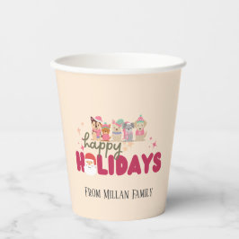 Niedliche Hundefamilie oder -betrieb Flat Holiday Pappbecher