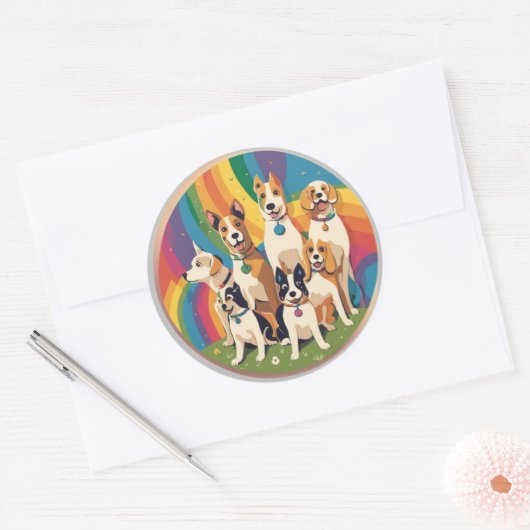 Niedliche Hundefamilie Runder Aufkleber (Umschlag)