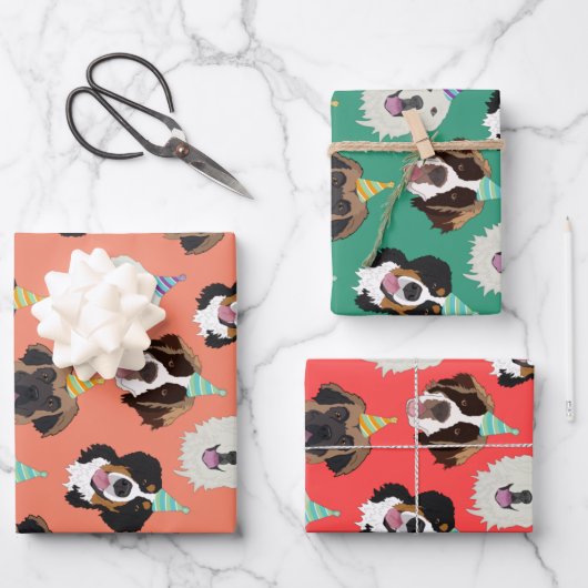 Niedliche Hundefressen zum Geburtstag Geschenkpapier Set (Vorderseite)