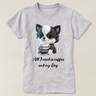 Niedliche Hundegrafik - I Liebe Kaffee T-Shirt