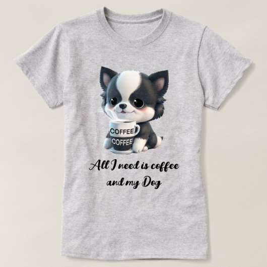 Niedliche Hundegrafik - I Liebe Kaffee T-Shirt (Design vorne)