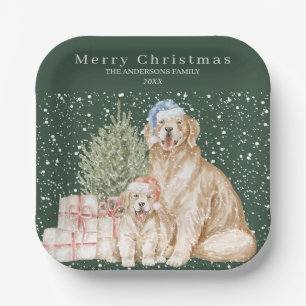 Niedliche Hundegrüte Weihnachten Pappteller