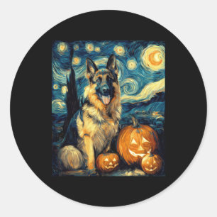 Niedliche Hundehunde Halloween-Kürbislaterne Runder Aufkleber