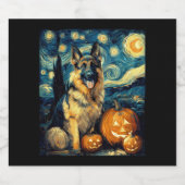 Niedliche Hundehunde Halloween-Kürbislaterne Schaumweinetikett (Einzelnes Label)