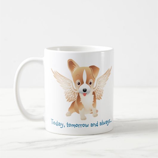 Niedliche Hundekaffee-Tasse mit Engels-Flügeln Kaffeetasse (Links)