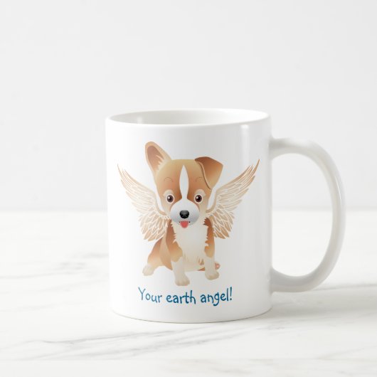 Niedliche Hundekaffee-Tasse mit Engels-Flügeln Kaffeetasse (Rechts)