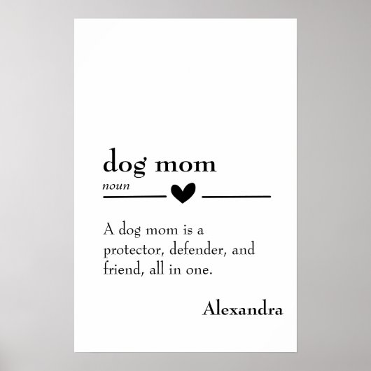Niedliche Hundemutter-Definition-individuelle Name Poster (Vorne)