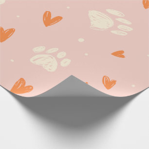 Niedliche Hundepapier & Heart Pink Wrapping Paper Geschenkpapier