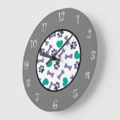 Niedliche Hundepfähle und Knochen-Thema Wand-Decke Große Wanduhr (Winkel)