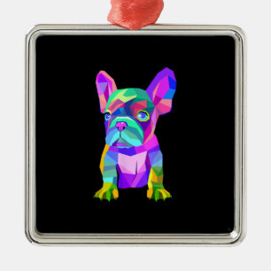 Niedliche Hunderasse, farbenfrohe Bulldogin, franz Ornament Aus Metall