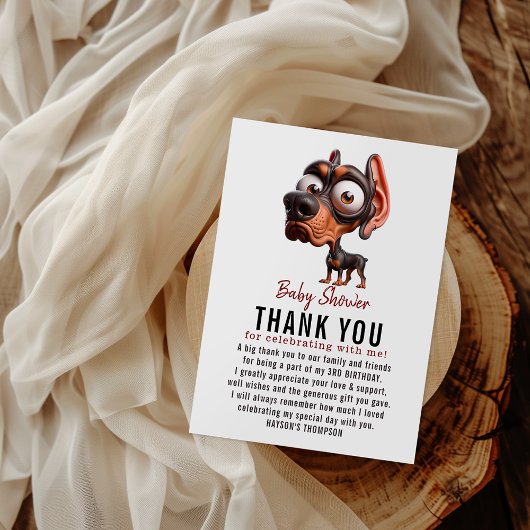 Niedliche Hundescharbe Babydusche Dankeskarte