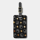 Niedliche Hundetatzen-Drucke auf Schwarzem, Gepäckanhänger (Vorderseite vertikal)