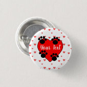 Niedliche Hundetext-Drucke und rotes Herz mit benu Button (Vorne & Hinten)