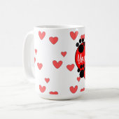 Niedliche Hundetext-Drucke und rotes Herz mit benu Kaffeetasse (Vorderseite Links)