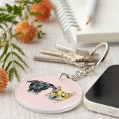 Niedliche Hundewatercolor-Malerei Schlüsselanhänger (Vorderseite rechts)